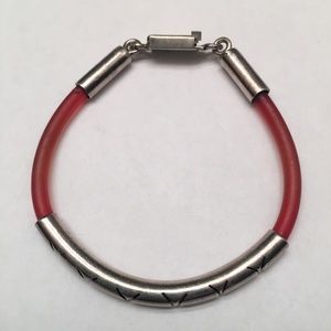 Mexico Sterling and rubber tube bracelet. Unisex.